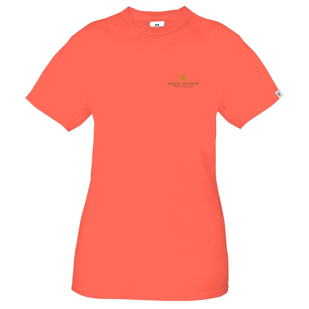 Simply Southern Preppy Happy Camper Sunset T-Shirt Small Coral Pink PreLoved